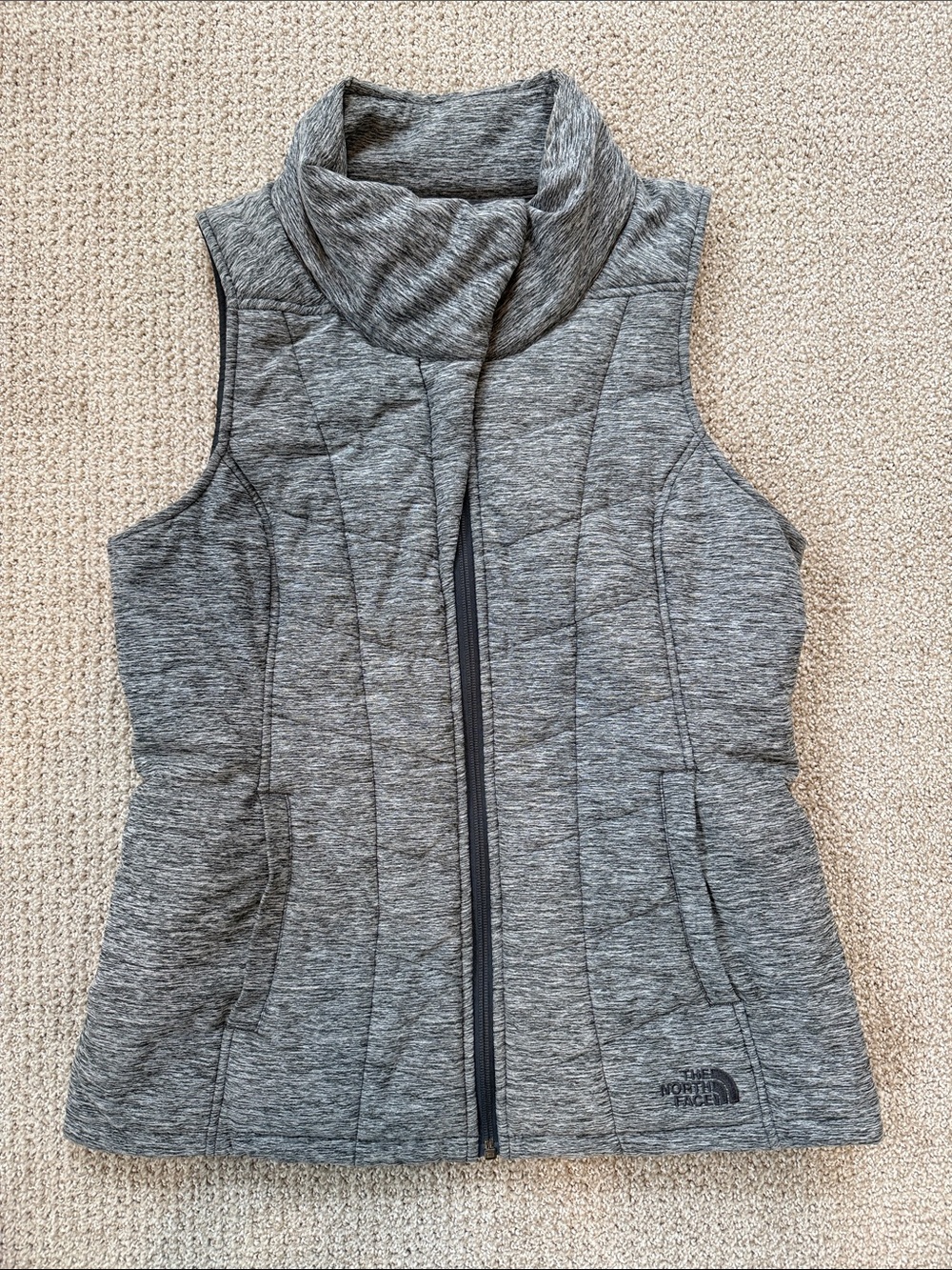 The North Face Heather Gray Quilted Sleeveless Vest